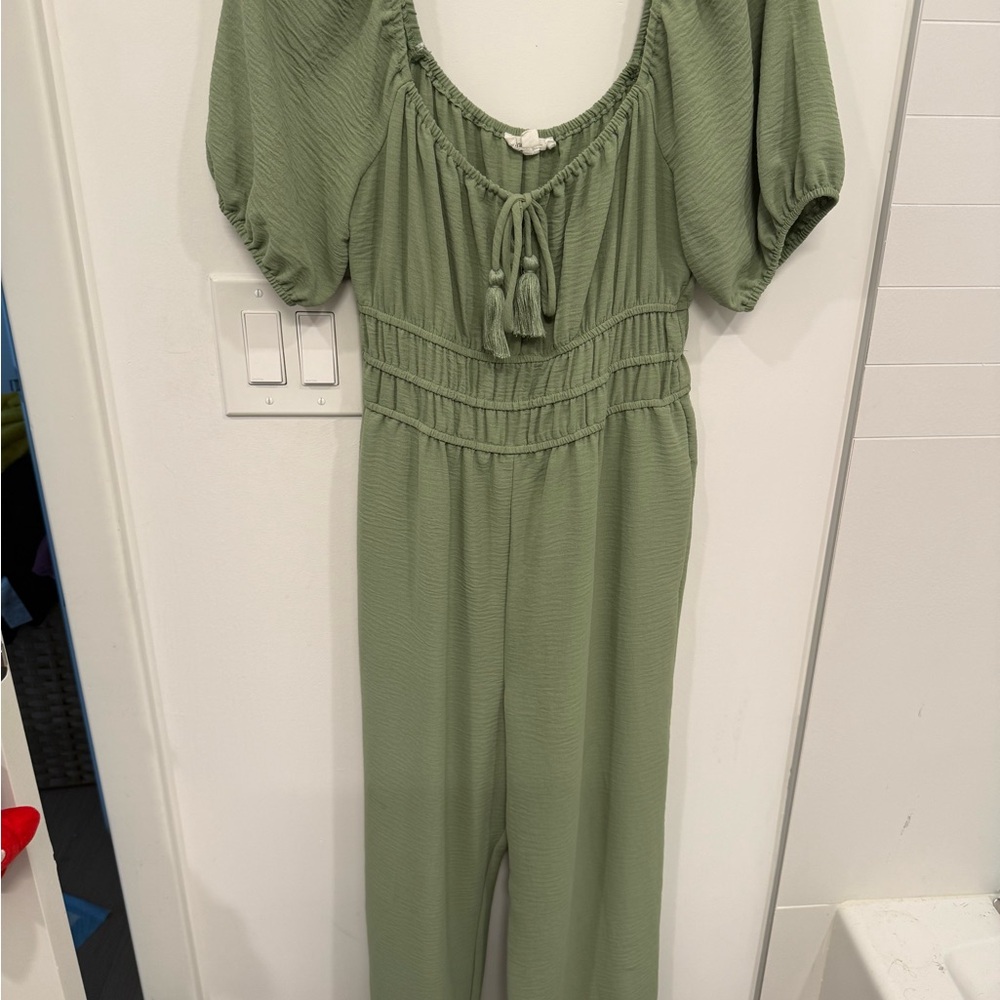 Second Generation Sage Green Puff Sleeve Jumpsuit Size M
